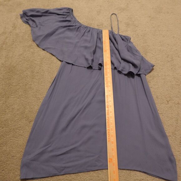 Ella Moss Women Large Dress Ruffle One Shoulder Short Knee Length Blue NWT - Picture 7 of 9